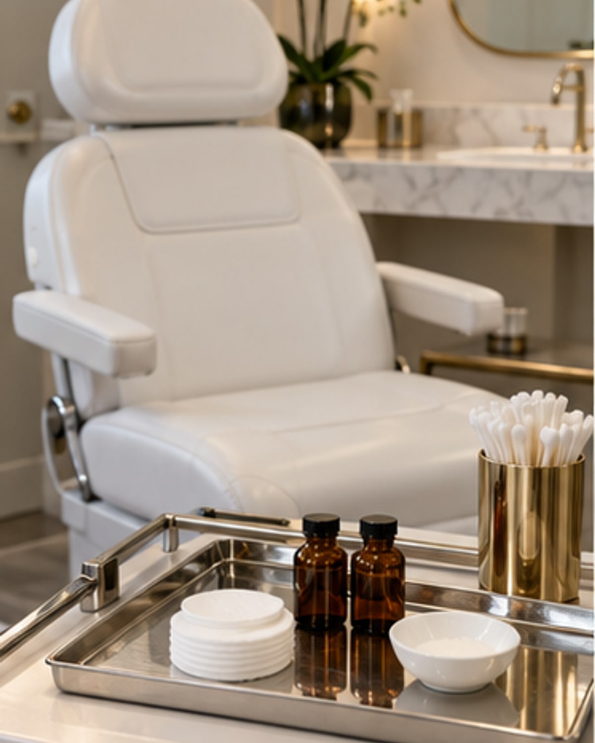 Gloved hands preparing aesthetic injection supplies with no face visible